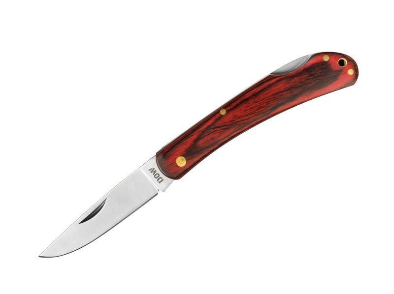 BRENTONI 3.5' RED PAKKAWOOD, SATIN BLADE FOLDER KNIFE