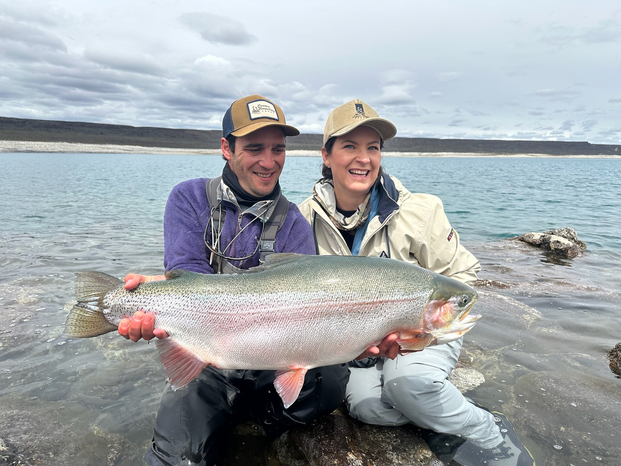 Monster rainbow trout, Jurassic lake
