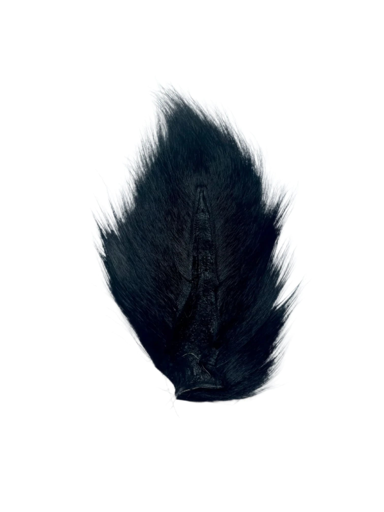 Two pink Midwest Premium Bucktails with dark roots, lying flat on a white background.